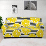 Lemon Striped Pattern Print Sofa Cover