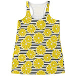 Lemon Striped Pattern Print Women's Racerback Tank Top