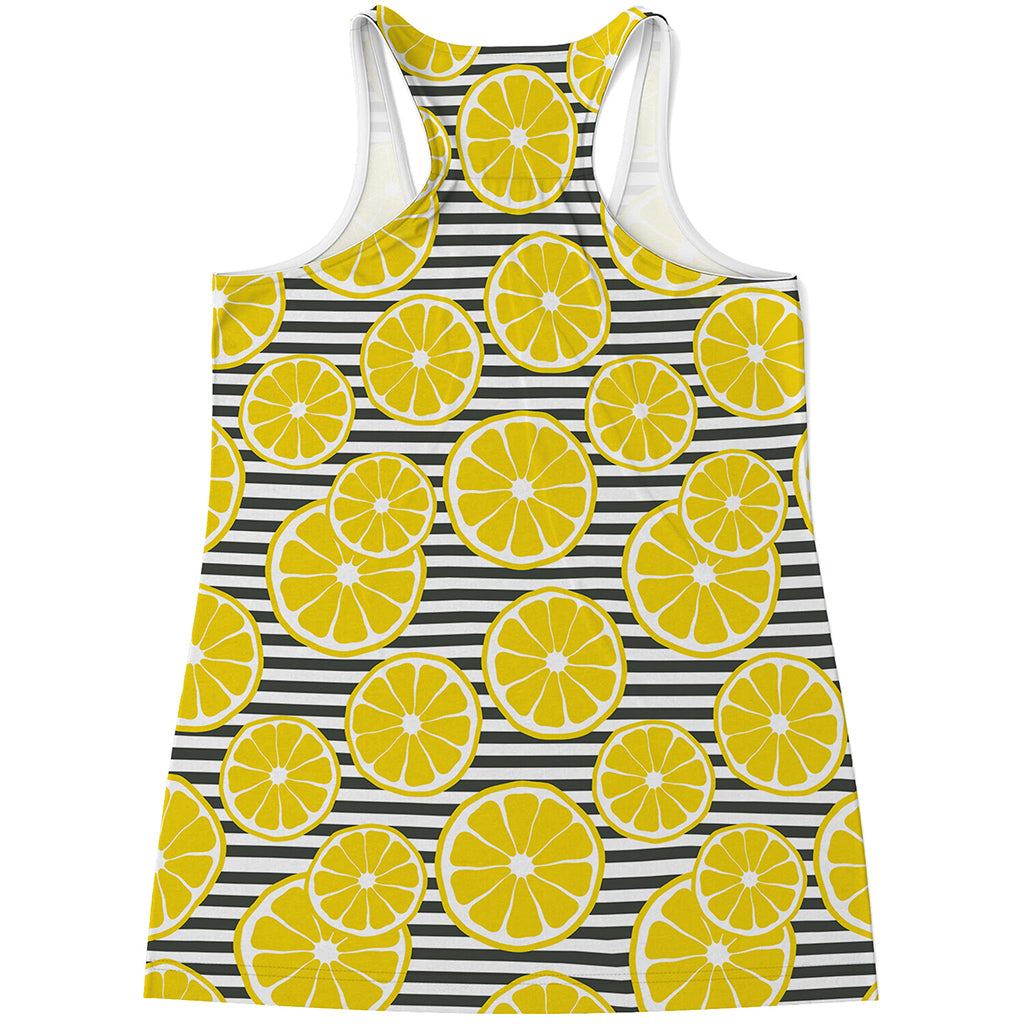 Lemon Striped Pattern Print Women's Racerback Tank Top