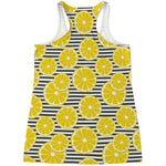 Lemon Striped Pattern Print Women's Racerback Tank Top