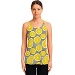 Lemon Striped Pattern Print Women's Racerback Tank Top