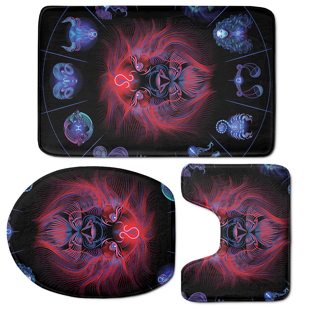 Leo And Astrological Signs Print 3 Piece Bath Mat Set