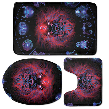 Leo And Astrological Signs Print 3 Piece Bath Mat Set