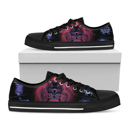 Leo And Astrological Signs Print Black Low Top Shoes 