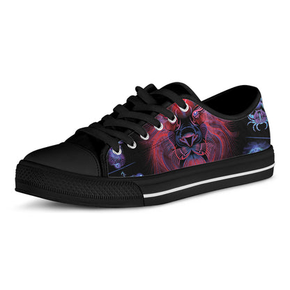 Leo And Astrological Signs Print Black Low Top Shoes 