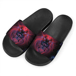 Leo And Astrological Signs Print Black Slide Sandals