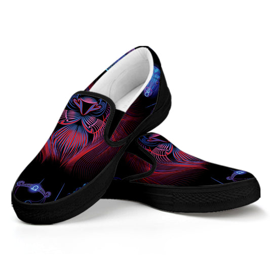 Leo And Astrological Signs Print Black Slip On Shoes