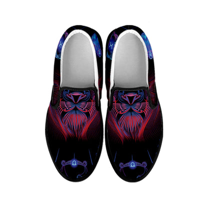 Leo And Astrological Signs Print Black Slip On Shoes