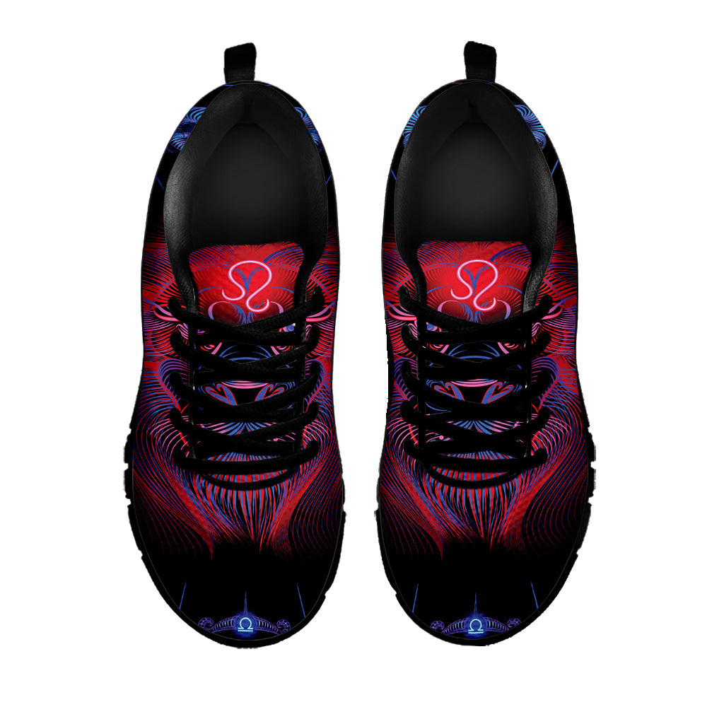 Leo And Astrological Signs Print Black Sneakers