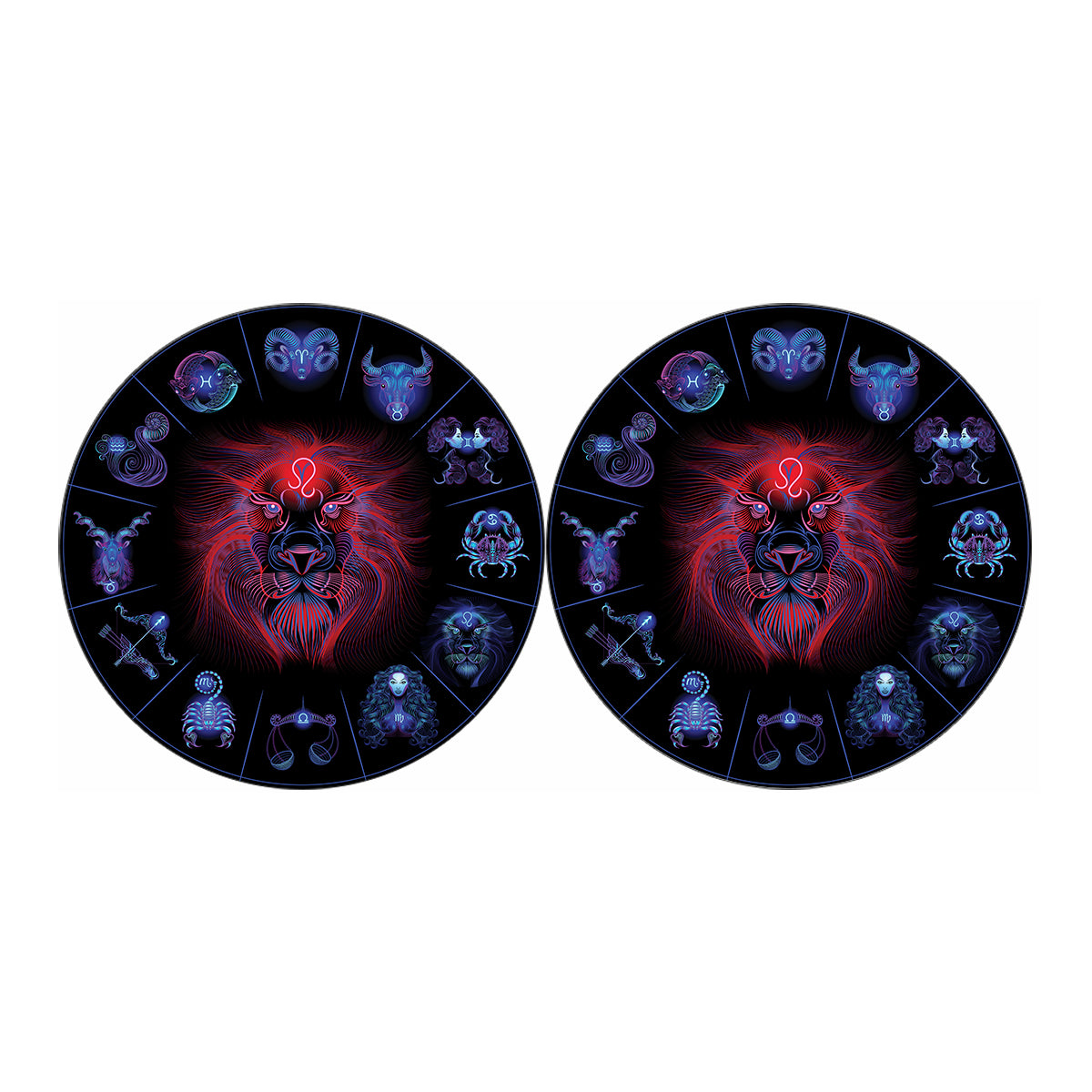 Leo And Astrological Signs Print Car Coasters
