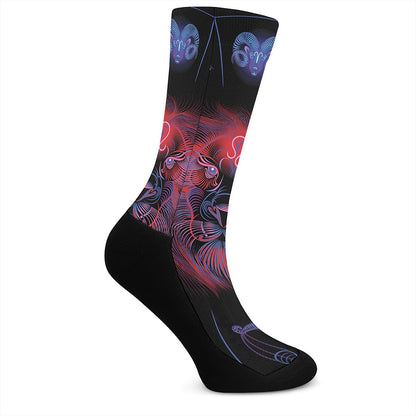 Leo And Astrological Signs Print Crew Socks