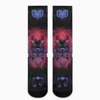 Leo And Astrological Signs Print Crew Socks
