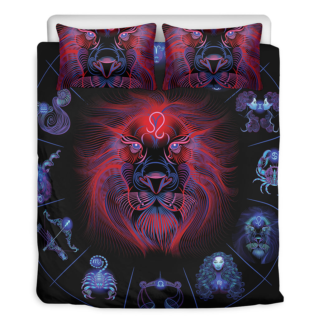 Leo And Astrological Signs Print Duvet Cover Bedding Set