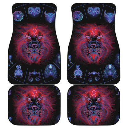 Leo And Astrological Signs Print Front and Back Car Floor Mats
