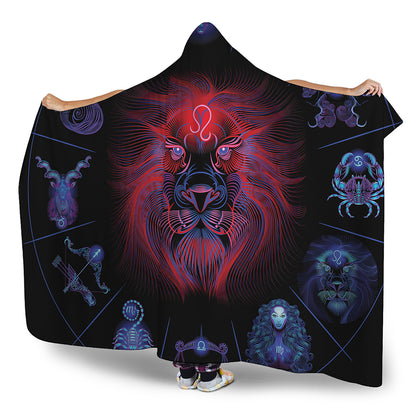 Leo And Astrological Signs Print Hooded Blanket