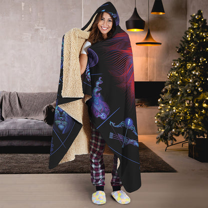 Leo And Astrological Signs Print Hooded Blanket