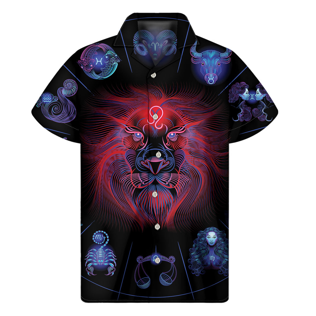 Leo And Astrological Signs Print Men's Short Sleeve Shirt