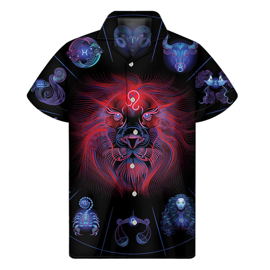 Leo And Astrological Signs Print Men's Short Sleeve Shirt