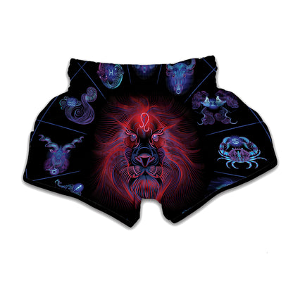 Leo And Astrological Signs Print Muay Thai Boxing Shorts