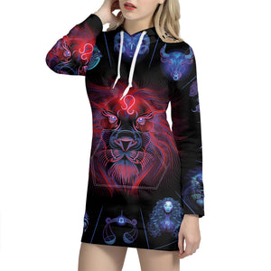 Leo And Astrological Signs Print Pullover Hoodie Dress