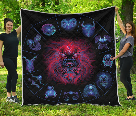 Leo And Astrological Signs Print Quilt