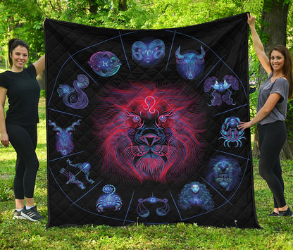 Leo And Astrological Signs Print Quilt
