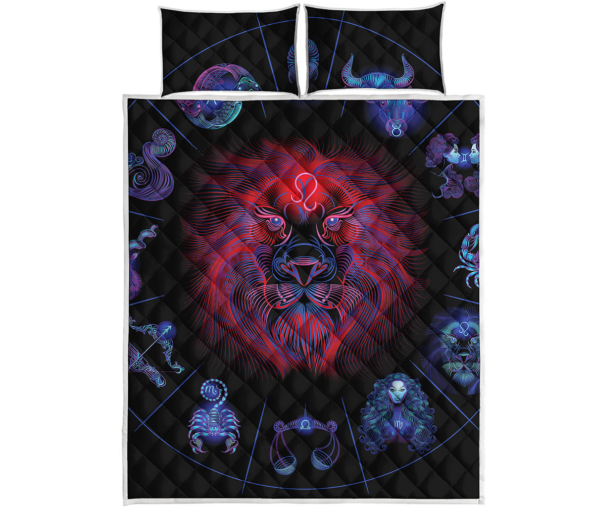 Leo And Astrological Signs Print Quilt Bed Set