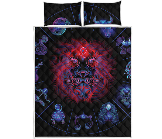 Leo And Astrological Signs Print Quilt Bed Set