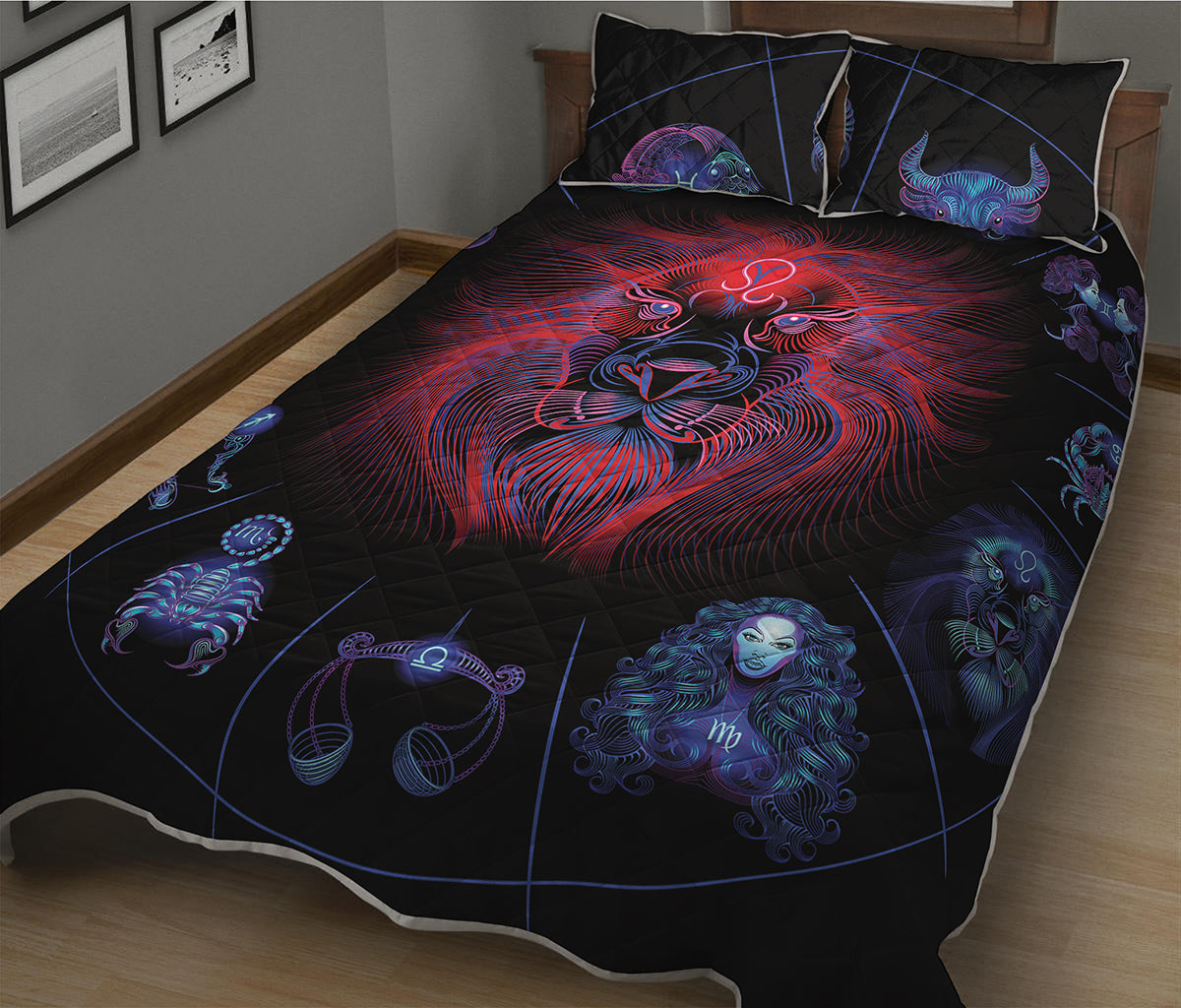 Leo And Astrological Signs Print Quilt Bed Set