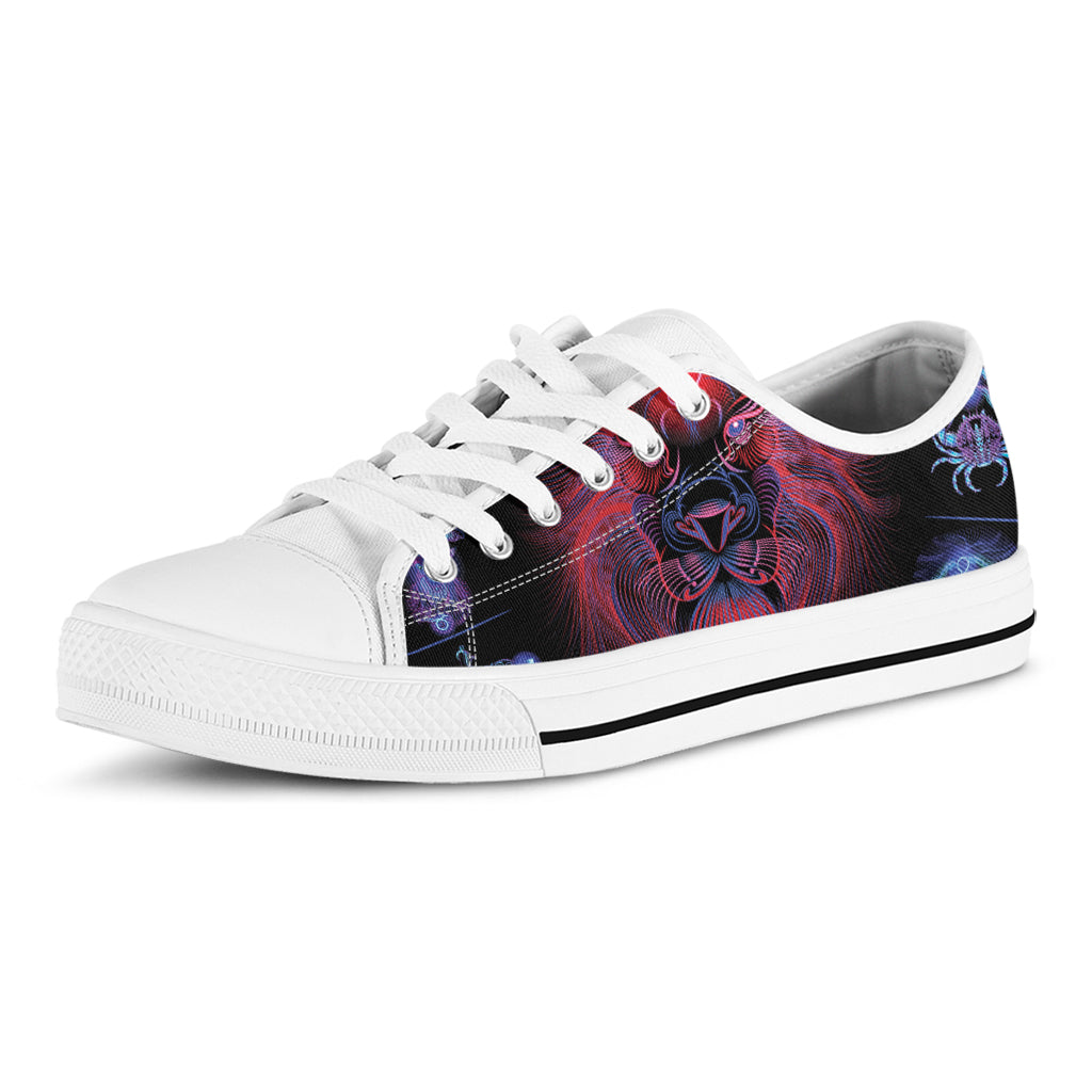 Leo And Astrological Signs Print White Low Top Shoes