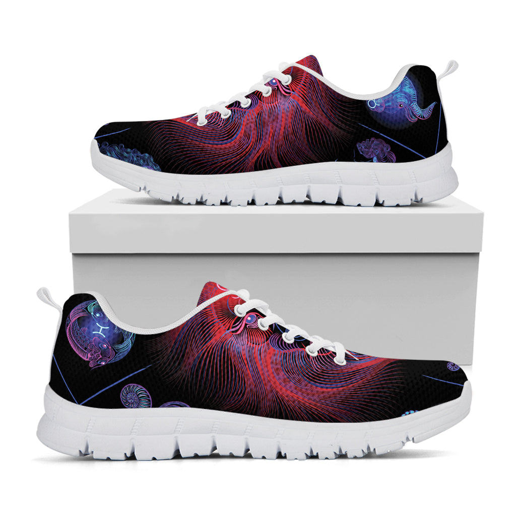 Leo And Astrological Signs Print White Sneakers