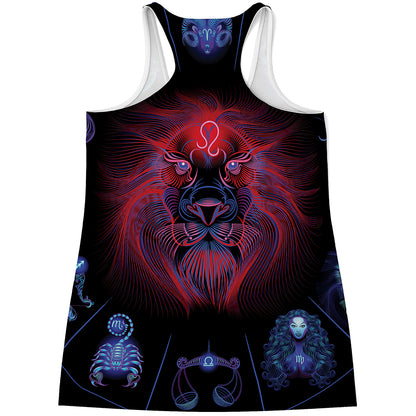 Leo And Astrological Signs Print Women's Racerback Tank Top
