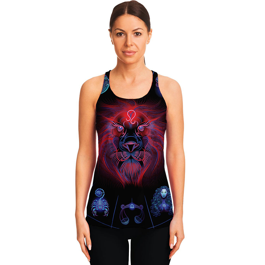 Leo And Astrological Signs Print Women's Racerback Tank Top