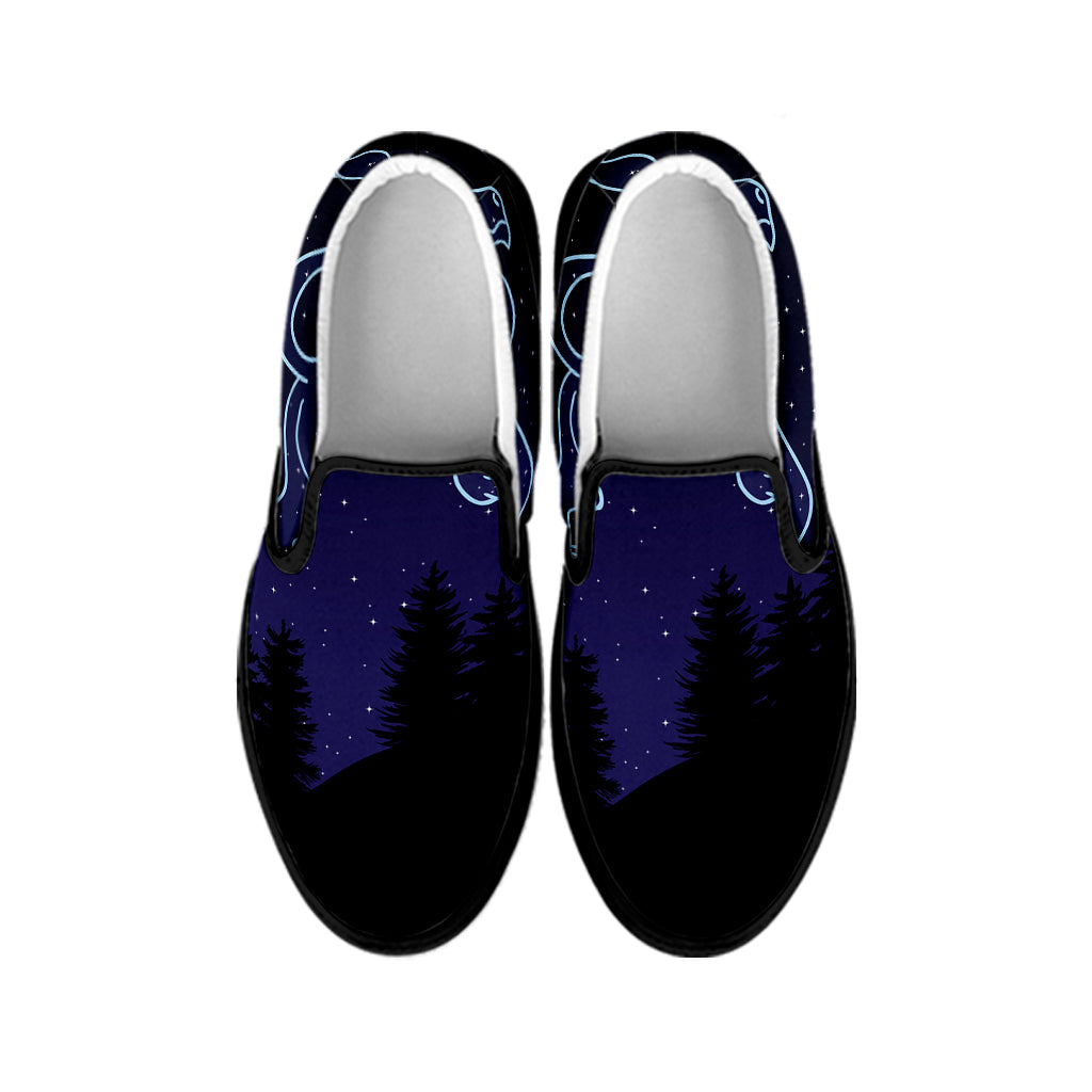 Leo Constellation Print Black Slip On Shoes