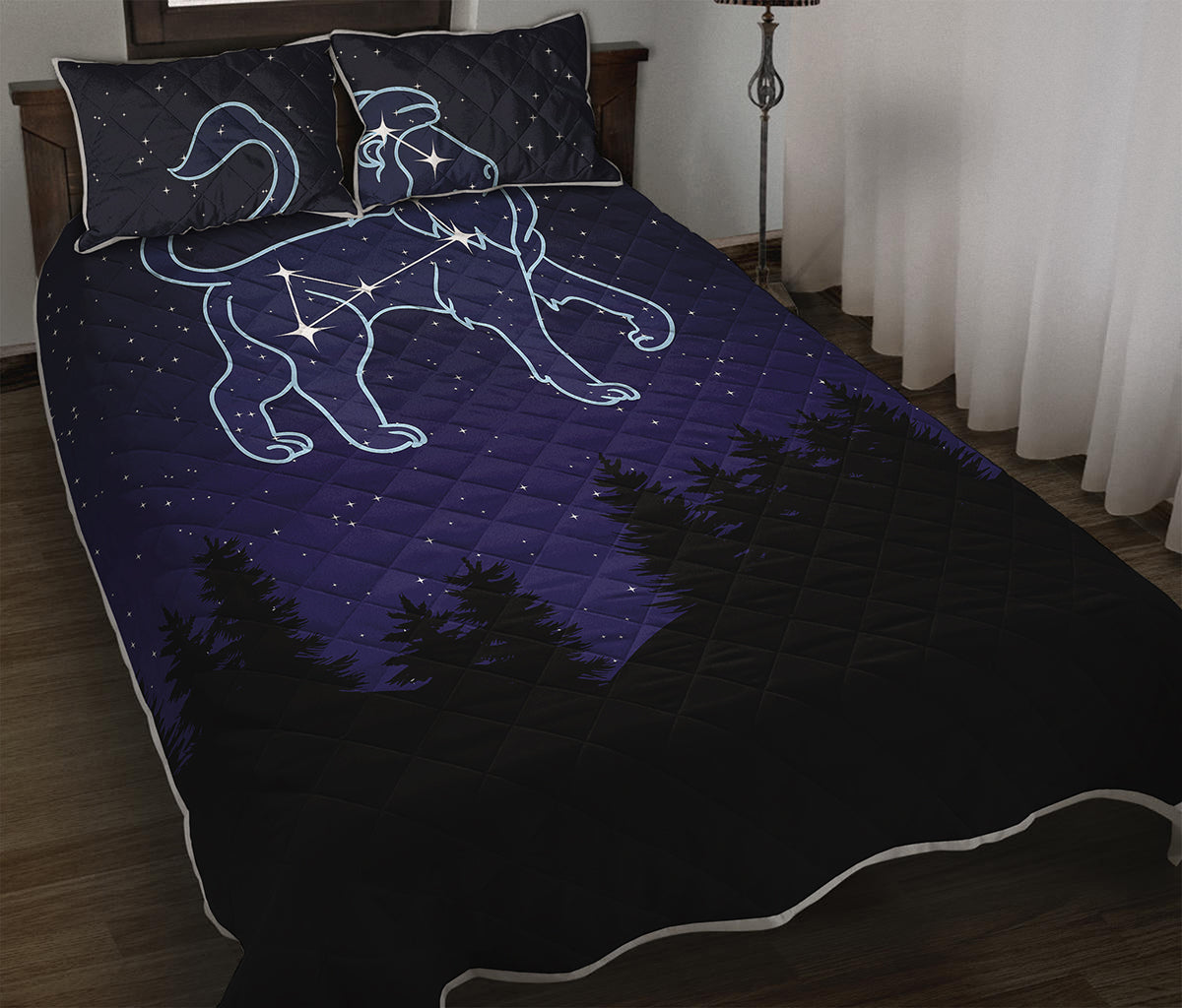 Leo Constellation Print Quilt Bed Set
