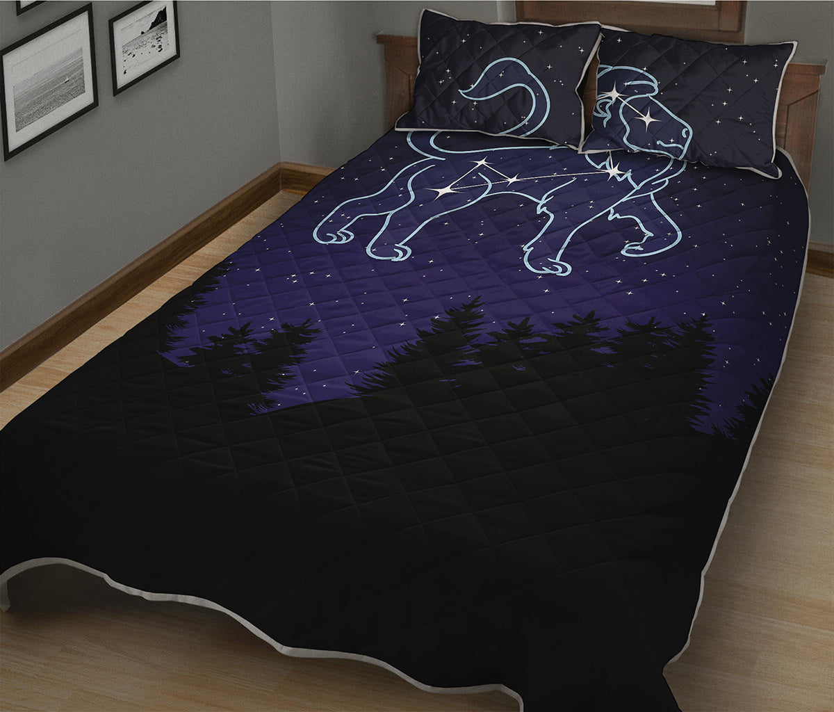 Leo Constellation Print Quilt Bed Set