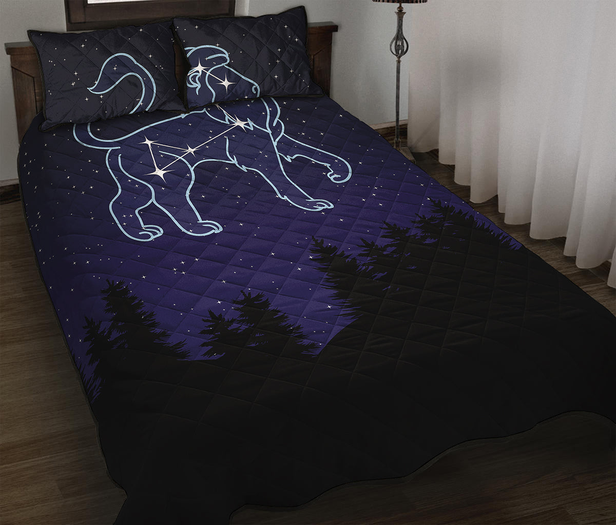 Leo Constellation Print Quilt Bed Set