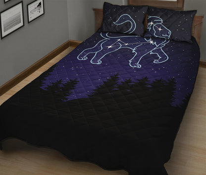 Leo Constellation Print Quilt Bed Set