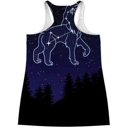 Leo Constellation Print Women's Racerback Tank Top