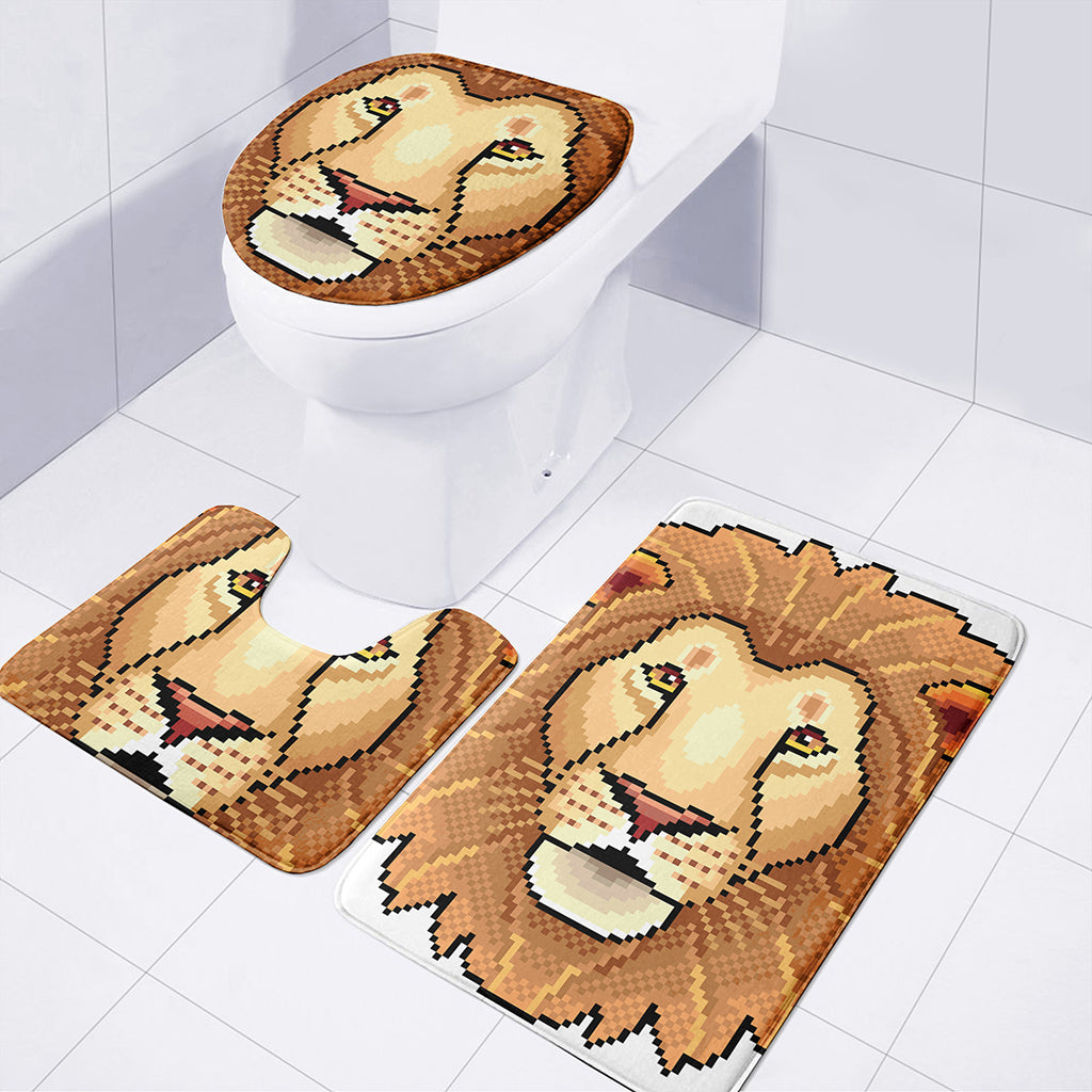 Leo Pixel Print 3 Piece Bath Mat Set