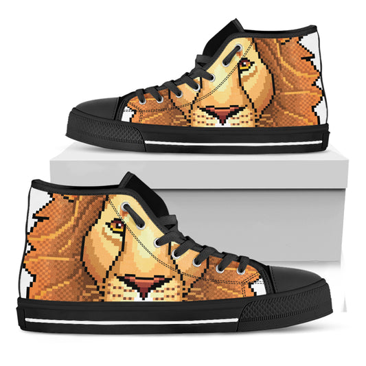 Leo Pixel Print Black High Top Shoes