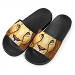 Leo Pixel Print Black Slide Sandals