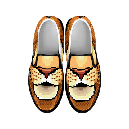 Leo Pixel Print Black Slip On Shoes