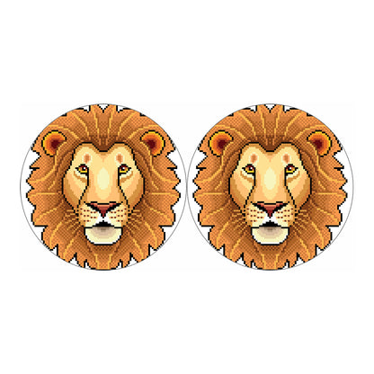 Leo Pixel Print Car Coasters