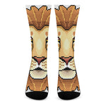 Leo Pixel Print Crew Socks