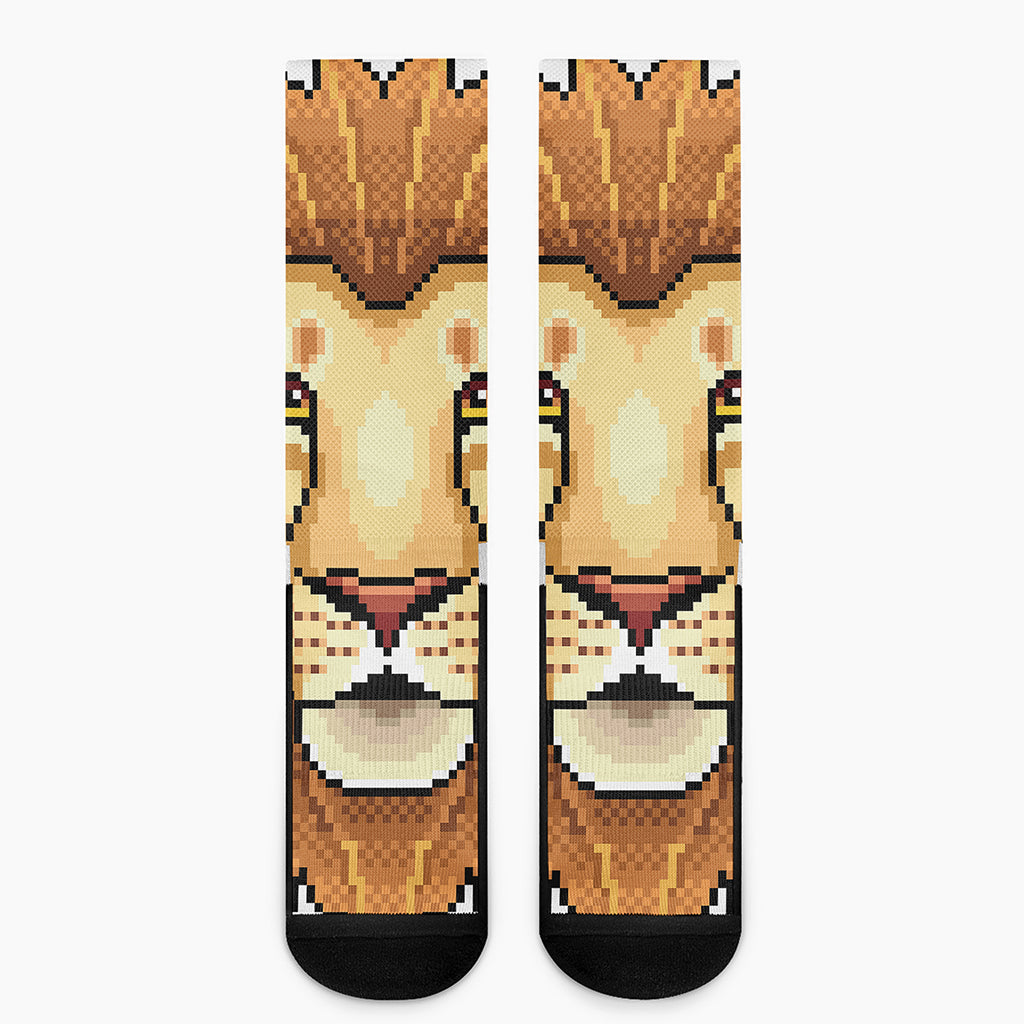 Leo Pixel Print Crew Socks