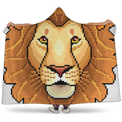 Leo Pixel Print Hooded Blanket