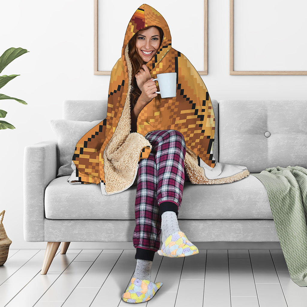 Leo Pixel Print Hooded Blanket