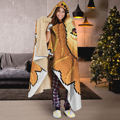 Leo Pixel Print Hooded Blanket