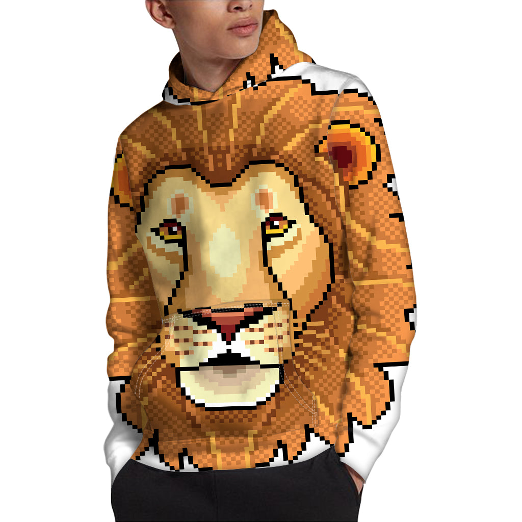 Leo Pixel Print Pullover Hoodie